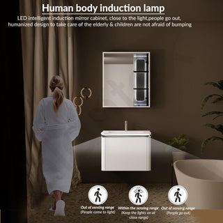 Plantex Plywood Rectangle Vanity with Basin/Unbrekable Wash Basin with Cabinet/Bathroom Organizer for Home with Coupling, Mirror and Cabinet Motion Sensor Light (NZBC-13)