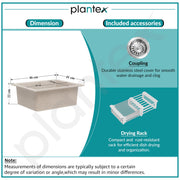 Plantex Quartz Acrylic Kitchen Sink/Undermount Sink for Kitchen with 10 Years Warranty by Plantex/Granite Single Bowl Kitchen Sinks with Coupling (Ultra Brun 16x18 Inches)