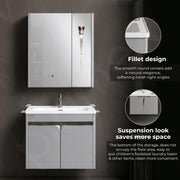 Plantex Wall Mount Vanity Cabinet with Washbasin and Mirror/Rectangular Basin with Cabinet for Bathroom - (Clara - 600, Grey)
