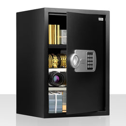 Plantex 56 Litre Safe Locker for Home/Hotel Safe Tijori Box/Electronic Safety Locker with Master & User Dual Code Access with Emergency Key/2 Years Warranty By Plantex (Black)