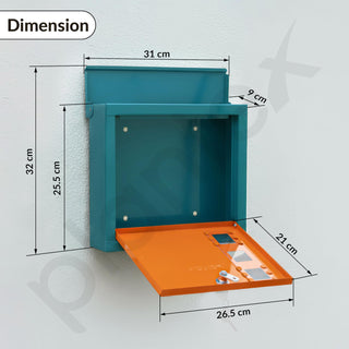 Plantex GI Steel Letter Box/Complaint Box/Small Suggestion Box for Office/Post Box for Home/Wall Mount Mail Box - (Green & Orange)
