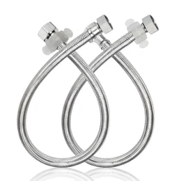 Plantex Stainless Steel Leak Proof Geyser Connection Pipe | 18 Inch Hot & Cold Water Geyser Pipe |  Set of 2  | G1/2 Thread | Connection Pipe for Water Heater, Mixer & Sink | Chrome(pk-2)