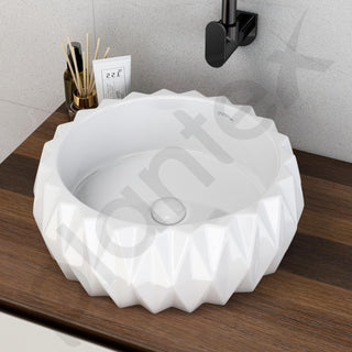 Plantex Ceramic Tabletop Round Washbasin for Bathroom/Countertop Bathroom Sink/Bathroom Wash Basin with 10 Years Glaze Warranty by Plantex (White - 15 x 15 x 6 Inch)