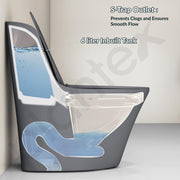 Plantex Imported Ceramic Commode/Rim Siphonic Vacuum Jet Flush Western Commode/One Piece Western Toilet with Soft Closing Toilet Seat - S Trap (Matt Grey)