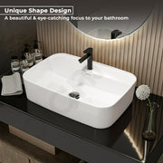 Plantex Ceramic Washbasin/Tabletop Wash Basin with 10 Years Glaze Warranty by Plantex/Wash Basin for Bathroom/Home/Office/Hotels (White - 24 x 15.5 x 6 Inch)