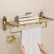 Plantex Antique Aluminum Folding Towel Rack for Bathroom/Folding Towel Stand/Towel Hanger/Bathroom Accessories (24 Inch)