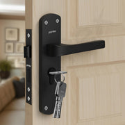 Plantex Heavy-Duty Door Lock Handle Set for Home/ 6-Lever Lock Mechanism with 3 Years of Warranty by Plantex/Mortise Lock with 3 Keys, Brass Lockbody & Cylinder (8132 - Z-Black)