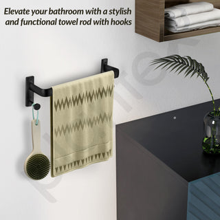 Plantex Single Towel Rod for Bathroom/Cloth Hanger for Wall/Towel Holder/9 Inch Towel Bar/Bathroom Accessories (1511, Black)