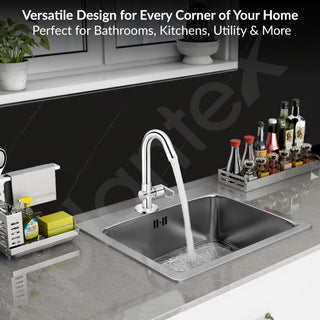 Plantex Pure Brass High Neck Pillar Cock Water Tap with Teflon Tape/360 Degree Swivel Spout/Single Lever Tabletop Basin Sink Cock (3203, Chrome)