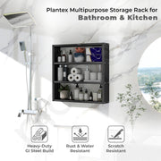 Plantex 3 Tier Bathroom Storage Rack/GI Steel Multipurpose Bathroom Shelf Organizer/Spice Rack for Kitchen Organizer/Wall Mounted Racks for Living Room/Bedroom-Pack of 1 (Black)