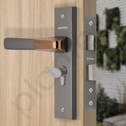 Plantex Heavy-Duty Door Lock Set - Main Door Handle Set/ 6-Lever Lock Mechanism with 3 Years of Warranty by Plantex/Mortise, Brass Lock Body & Cylinder (8114 - Satin Black & PVD Choco)