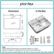 Plantex Wall Mount Wash Basin for Bathroom/Designer Ceramic Basin/Rectangle Countertop Wash Basin/Home/Office (17 x 14 x 5 Inch)