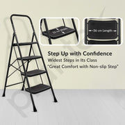 Plantex Premium Foldable Ladder for Home Use Ã¢â‚¬â€œ Durable Alloy Steel ladder/4-Step Ladder for Safe and Easy Access (Black & Grey)