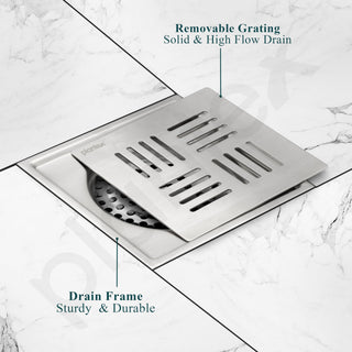 Plantex 304 Grade Stainless Steel Drain Cover/Bathroom Drain Cover/Bathroom Drain Jali/Floor Trap for Bathroom and Kitchen - (6x6 inches)