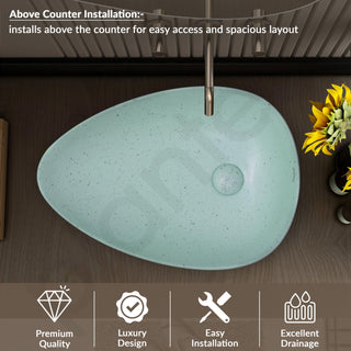 Plantex Table Top Wash Basin for Bathroom/Designer Ceramic Basin/Oval Countertop Vessel Sink Basin for Home/Office (Pistachio Green - 22 x 15 x 5 Inch)
