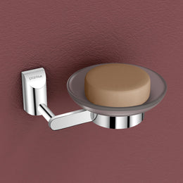 Plantex Smero Pure Brass and Glass Soap Holder for Bathroom & Kitchen/Soap Stand/Case/Dish/Bathroom Accessories - Superb (Chrome)