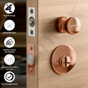 Plantex Bathroom Door Lock/Stainless Steel Pull Push Door Handle Lock Set/Keyless Lock Handle for Bathroom (PVD Rose Gold, DTM-666)