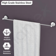 Plantex Stainless Steel Towel Holder for Bathroom/24 Inch Single Towel Rod/Towel Hanger/Stand/Bathroom Accessories - Pack of 1 (Chrome)