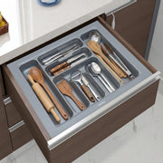 Plantex Cutlery Tray for Kitchen Drawer/Cutlery Cosmetic Stationary Organizer/Cabinet Cutlery Tray Organizer for Modular Kitchen - (Grey-21 X 18.5 INCH)