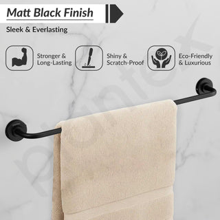 Plantex Towel Rod for Bathroom/304 Grade Stainless Steel Towel Hanger/24 Inch Towel Bar for Bathroom/Single Towel Rod/Bathroom Accessories - (Daizy - Black)
