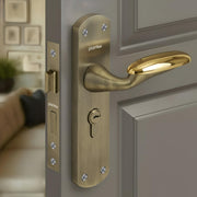 Plantex Heavy-Duty Door Lock/Door Handle Lock set 6-Lever Lock Mechanism/Mortise Lock with 3 Keys, Brass Lockbody & Cylinder (8134 - Brass Antique & PVD Gold)