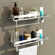 Plantex Bathroom Organizer - Stainless Steel Multipurpose Bathroom Shelf for Wall/Bathroom Accessories Set-(Chrome / 15-Inches) Pack of 2
