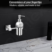 Plantex 304 Grade Stainless Steel Handwash Holder for Wash Basin Liquid Soap Dispenser/Bathroom Accessories - Splash (Chrome)