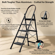 Plantex Hercules Pro 5-Step Foldable Ladder for Home with 150 kg Load Capacity/Heavy-Duty Steel Ladder/Anti-Slip Wide Step/Strong, Stable & Multi-Purpose (Black)