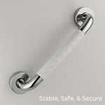 Plantex Non-Slip Toilet Support for Elderly People/304 Grade Stainless Steel Balance Support Grab Bar for Bathroom - Pack of 2 (Chrome & White)
