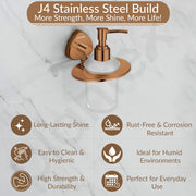 Plantex J4 Stainless Steel Liquid Soap Dispenser/Shampoo Dispenser for Wash Basin/Hand Wash Dispenser Wall Mounted/Bathroom Accessories (PVD Rose Gold Finish) Angel