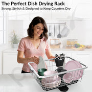 Plantex Stainless Steel Dish Drainer Basket for Kitchen Utensils/Dish Drying Rack with Drainer/Bartan Basket/Plate Stand Size - 23X9 Inch (Chrome)