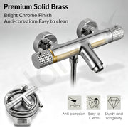 Plantex 2in1 Wall Mixer/Pure Brass Hot & Cold Water Tap with Hand Shower - Pack of 1 (Chrome)
