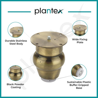 Plantex 3 Inch Sofa Legs for Bed Furniture/Sofa Legs for Table/Sofa Support Legs with Rubber Grip (Brass Antique, 6 Pcs)