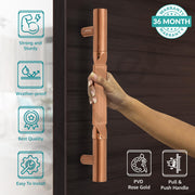 Plantex 15 Inch Main Door Handle for Wooden Doors, Pull-Push Handle, Accessories (Pack of 1, Rose Gold) 3 Years Warranty
