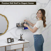Plantex Self Adhesive Bathroom Shelf/Bathroom Organiser without Drill/Hanging Rack for Kitchen Storage/Modern Shower Bin for Office/Dining Room/Multipurpose Rack -Pack of 1 (Black)