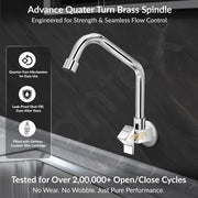 Plantex Kitchen Taps for Home Sink with Water Saving Nozzle for Kitchen Tap/360Ãƒâ€šÃ‚Â° Swivel Spout for Sink Tap for Basin with Brass Wall Flange -(PRI-311-Chrome)