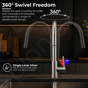 Plantex 304 Stainless Steel Pull-Down Kitchen Sink Tap/Sink Tap for Kitchen Basin with 360⁰ Swivel Spout/Kitchen Sink Faucet - (1062, Matt)