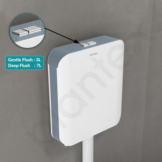 Plantex Flush Tank for Toilet/7 LTR Water Capacity Polypropylene Toilet Flush Tank/Slim and Dual Tone Cistern with Internal Accessories - Pack of 1 (Grey & White)