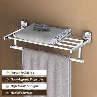 Plantex 304 Grade Stainless Steel Towel Rack for Bathroom/Towel Stand/Hanger/Bathroom Accessories - Darcy (18 inch - Chrome)