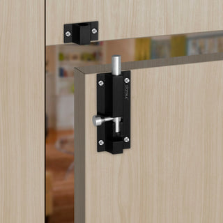 Plantex 4-inches Long Latch Lock for Door and Windows - Black (Pack of 4)