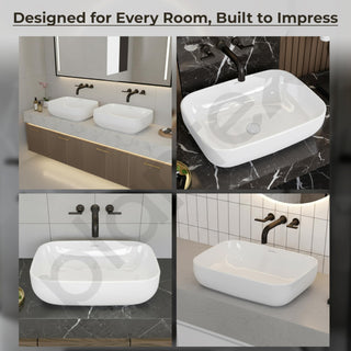 Plantex Platinum Ceramic Tabletop Rectangular Wash Basin/Washbasin for Bathroom/10 Years Glaze Warranty by Plantex/Small Wash Basin (White - 18 x 13 x 5 Inch)