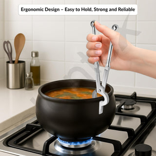 Plantex Stainless Steel Kitchen Pincers/Sandasi/Sansi/Pakkad/Utensils Holder (Chrome)