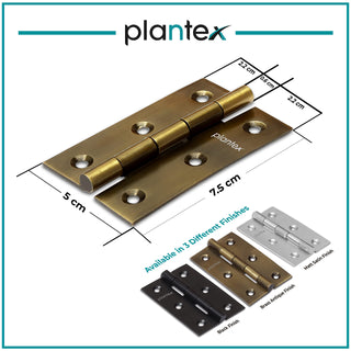 Plantex Heavy Duty Door Hinges/Stainless Steel Door Butt 3 inch x 16 Gauge/1.5 mm Thickness Home/Office/Hotel/Hinges for Main Door/Cabinet/Wardrobe/Soft Movement Hinges- Pack of 6 (Brass Antique)