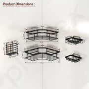 Plantex Alloy Steel Self Adhesive Bathroom Shelf Rack/Bathroom Organizer Without Drill/Soap Dish/Multipurpose Corner Shelf for Bathroom Wall/Soap Holder/Tumbler Holder-Combo(Black)