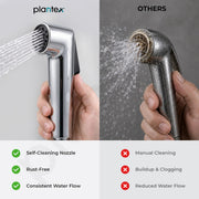 Plantex Self Cleaning Health Faucet for Toilet/ABS Plastic Jet Spray for Bathroom/Hand Gun/ Without Hose Pipe - Pack of 1 (Chrome)