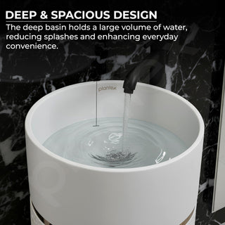 Plantex Ceramic Pedestal Basin for Bathroom/One Piece Pedestal Free Standing Round Wash Basin for living Room/Hotel (Beige)