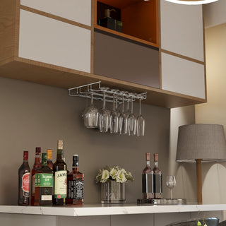 Plantex Wine Glass Rack/Holder Upside Down Glass Hanging Organizer/Glass Hanging Stand For Pubs/Kitchen/Bars (L20 X W13 Inches - Triple Line), Hanging Shelves