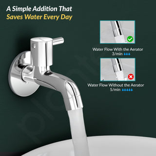 Plantex Short Body Bib Tap for Bathroom with Water-Saving Aerator/Wall Mount Bib Cock with Wall Flange and Teflon Tape/Brass Spindle Basin Tap for Home (MKS-1271-Mirror Chrome)