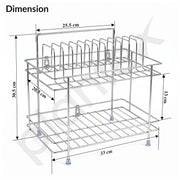Plantex Stainless Steel Utensils Drying Rack/2-Tier Dish Rack/Plate Drying Rack for Kitchen Countertop/Bartan Stand - Chrome (13 x 8.5 x 12 Inch)