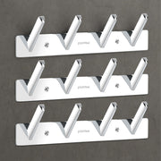 Plantex Wall Hooks for Hanging Cloth/Stainless Steel Towel Hangers/Bathroom Robe Hooks/Door Hangers/Square Wall Hook/Hook Rail for Hanging Keys - 4 Hooks (Pack of 3, Chrome)